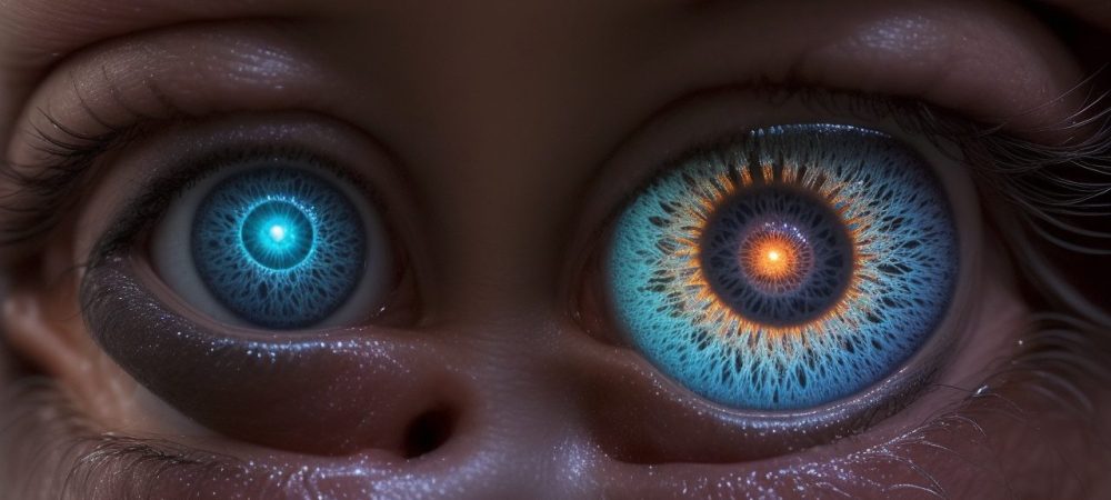 Representação visual da esquizofrenia: cérebro humano com alucinações e delírios, com foco em como ajudar alguém com esquizofrenia.