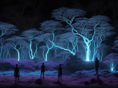 Imagem mostrando sintomas da esquizofrenia representados em um cérebro estilizado, com foco em alucinações e delírios.