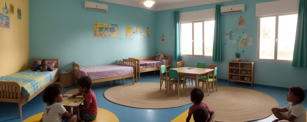 Imagem ilustrativa sobre transtornos invasivos do desenvolvimento, mostrando crianças interagindo em um ambiente de aprendizado acolhedor e professores utilizando recursos visuais para comunicação.