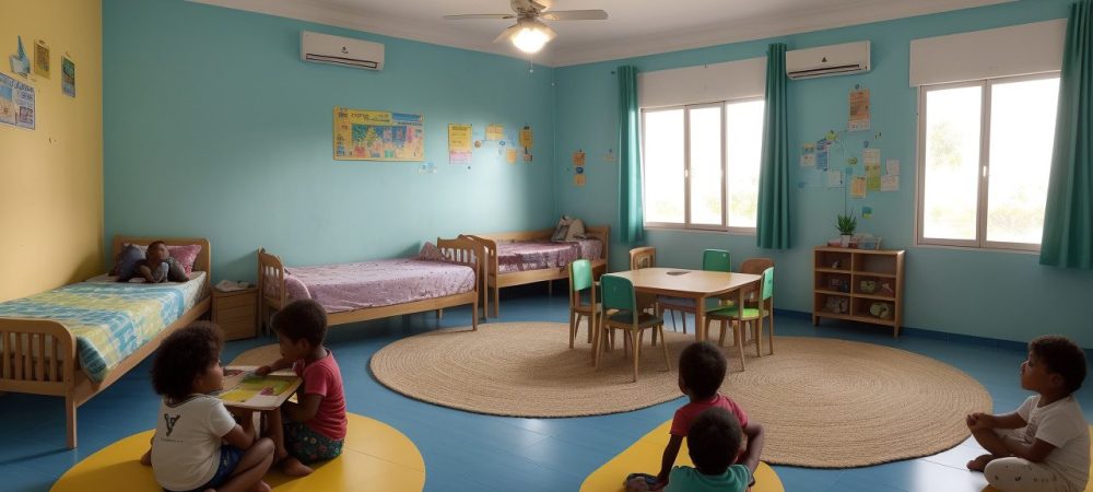 Imagem ilustrativa sobre transtornos invasivos do desenvolvimento, mostrando crianças interagindo em um ambiente de aprendizado acolhedor e professores utilizando recursos visuais para comunicação.