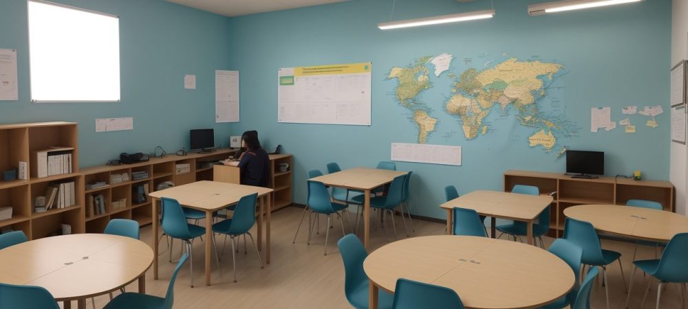 Educadores e alunos colaborando em estratégia inclusiva para dificuldades de aprendizagem