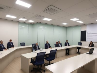 Servidores públicos em treinamento de comunicação, com foco em comunicação efetiva e aprimoramento profissional