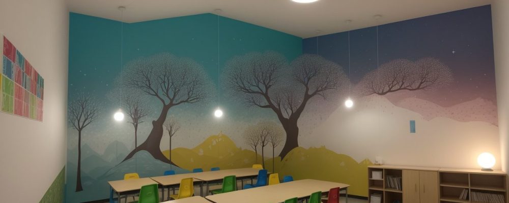 Professor e alunos em sala de aula com comunicação eficaz, promovendo engajamento e aprendizado.