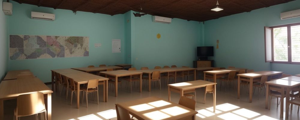 Ilustração de professor utilizando comunicação eficaz em sala de aula para engajar alunos