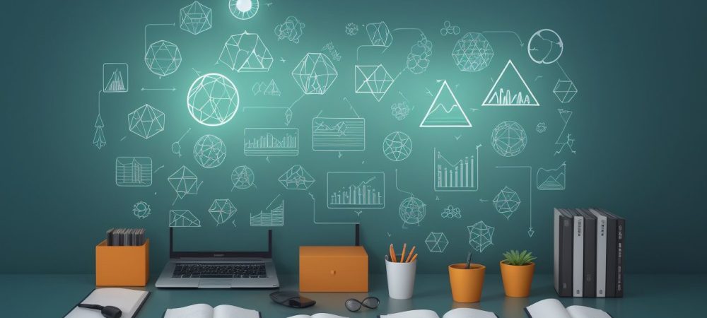 Ilustração de uma equipe colaborando em torno de um gráfico, representando a comunicação empresarial e o alcance de metas