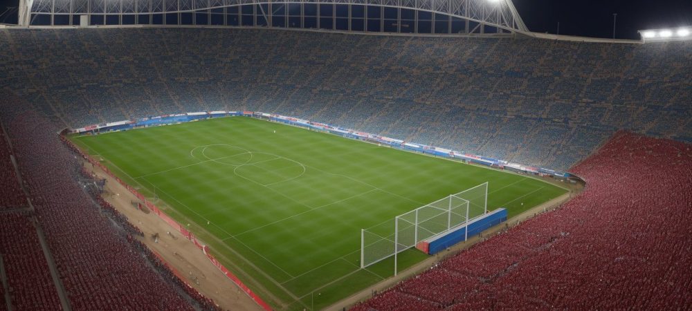 Imagem mostrando a comunicação esportiva em ação, com atletas, fãs e mídia interagindo para construir uma conexão forte e engajadora.