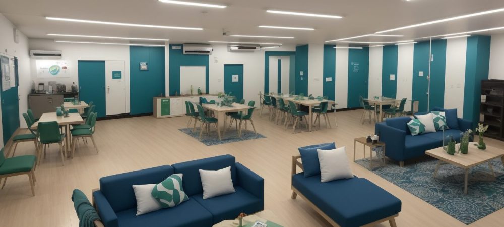 Imagem de um time de atletas reunidos, discutindo estratégias de comunicação esportiva, com foco em jornalismo e marketing.