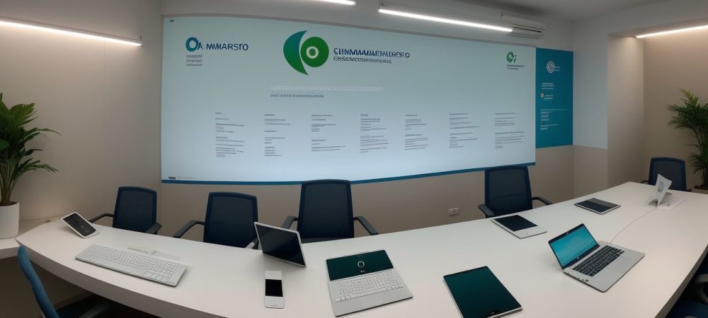 Ilustração que mostra a consultoria empresarial guiando a implementação da LGPD para otimizar processos e garantir a segurança de dados em uma empresa.