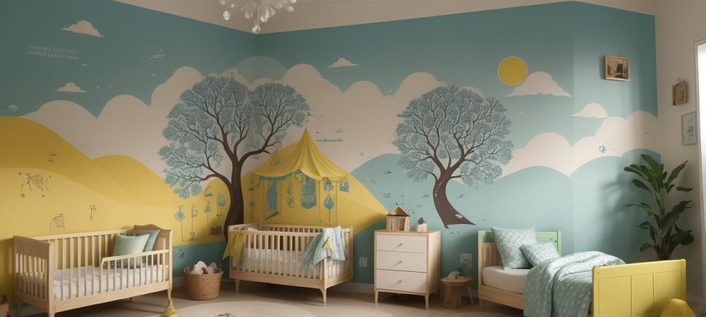 Crianças ouvindo e interagindo com um contador de histórias em sala de aula, com elementos visuais que representam a magia da contação de histórias na educação infantil.