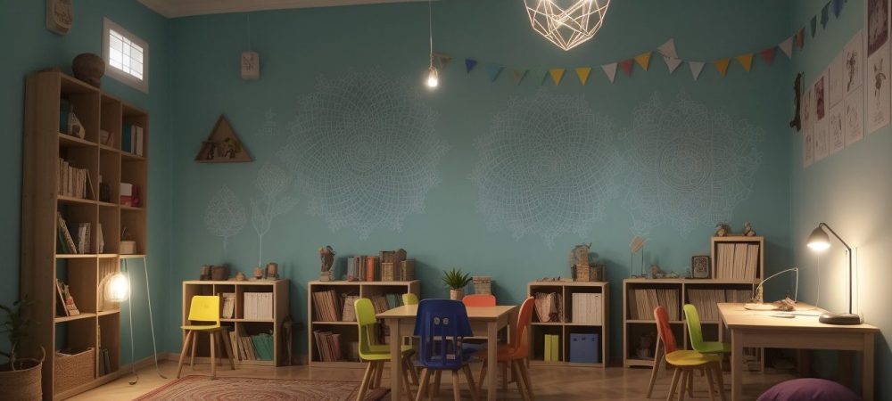 Crianças ouvindo contação de histórias em sala de aula, com foco em um curso online de contação de histórias para educação infantil