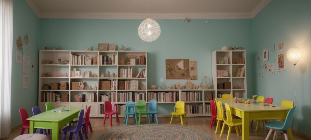 Crianças ouvindo atentas a um contador de histórias em um ambiente acolhedor, com foco na literatura infantil.