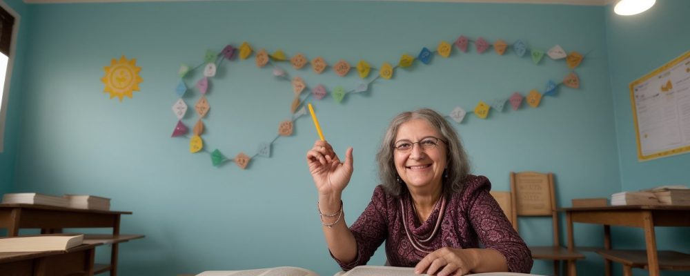 Crianças reunidas ouvindo uma contação de histórias infantil em um ambiente acolhedor e estimulante.