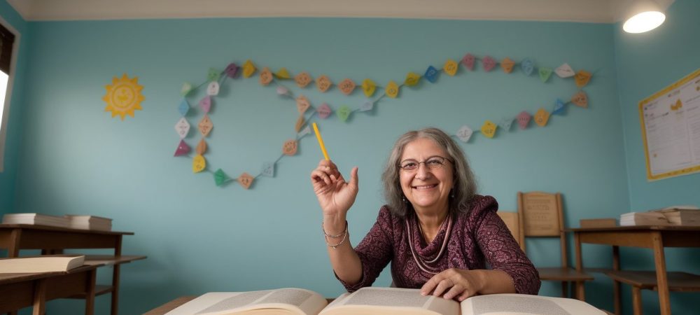 Crianças reunidas ouvindo uma contação de histórias infantil em um ambiente acolhedor e estimulante.