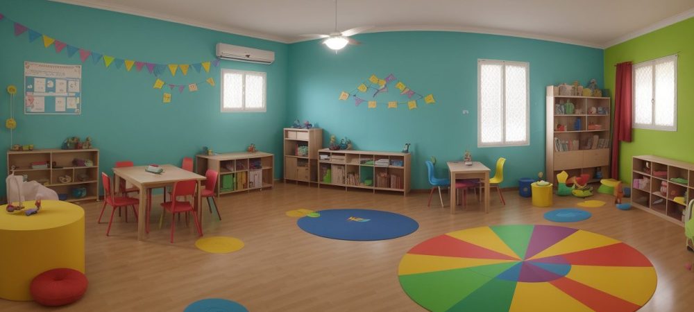 Educadora contando histórias para crianças em sala de aula, utilizando técnicas de contação para engajamento e aprendizado.