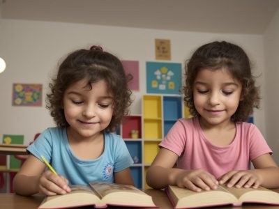 Crianças envolvidas em atividade de contação de histórias infantil com uso de fantoches e recursos visuais, promovendo aprendizado e diversão.