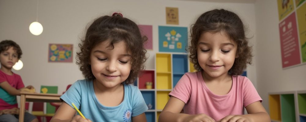 Crianças envolvidas em atividade de contação de histórias infantil com uso de fantoches e recursos visuais, promovendo aprendizado e diversão.