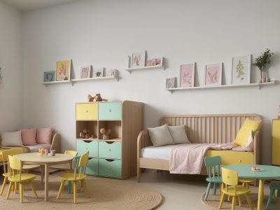 Crianças atentas em sala de aula durante atividade de contação de histórias, com fantoches e elementos visuais