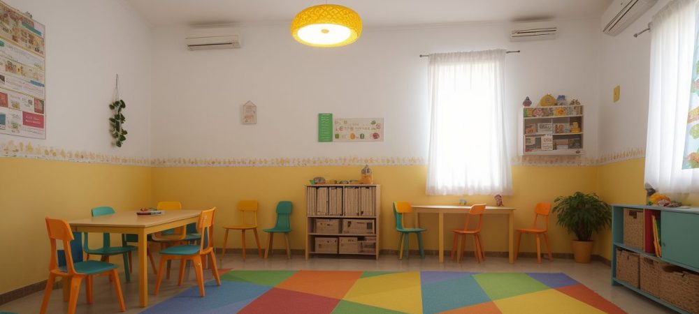 Crianças em sala de aula, ouvindo contação de histórias com recursos visuais e demonstrando entusiasmo e aprendizado