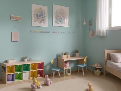 Crianças em círculo ouvindo uma contação de histórias com livros ilustrados e fantoches, promovendo a educação infantil.