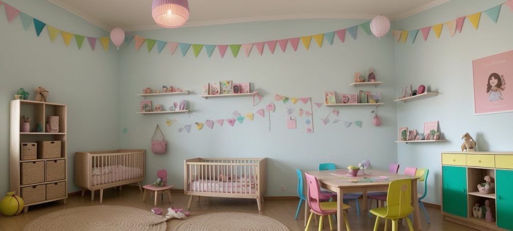 Crianças em roda, ouvindo uma contadora de histórias com fantoches, em um ambiente acolhedor e educativo, estimulando a criatividade.