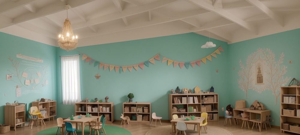 Crianças e professora em sala de aula, utilizando contação de histórias como ferramenta de aprendizado e desenvolvimento infantil.