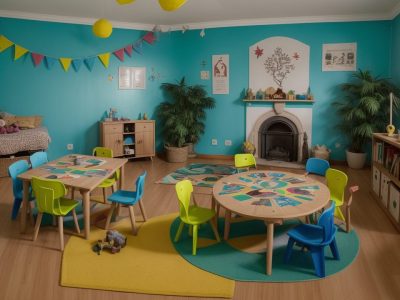 Crianças em sala de aula, ouvindo a contação de histórias com fantoches, estimulando a imaginação e criatividade na educação infantil