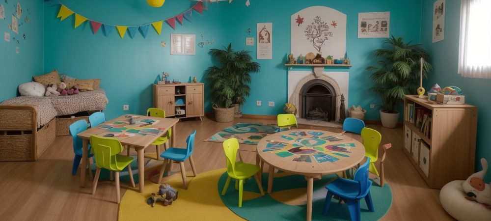 Crianças em sala de aula, ouvindo a contação de histórias com fantoches, estimulando a imaginação e criatividade na educação infantil