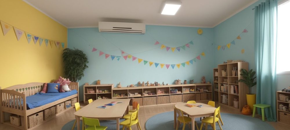 Crianças e educadora em um ambiente lúdico de contação de histórias, destacando o curso online e aprendizado