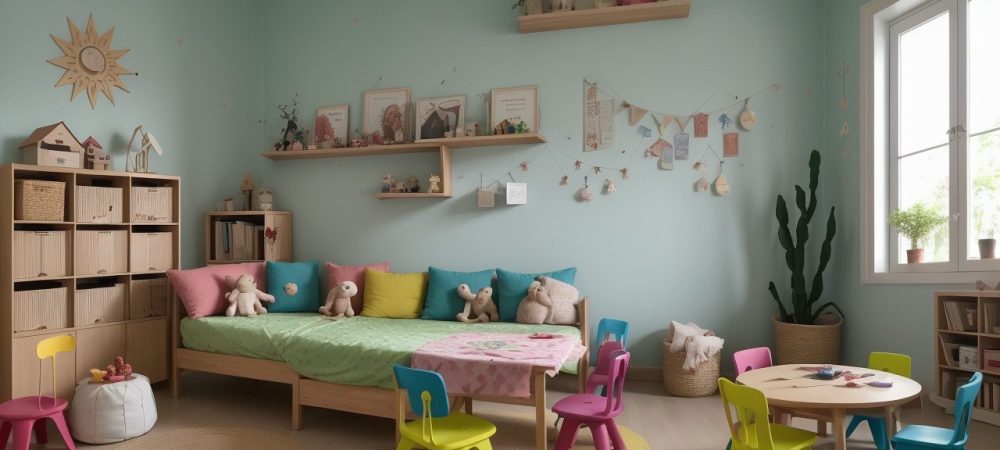 Crianças ouvindo histórias em sala de aula, com professor utilizando recursos e técnicas de contação de histórias.