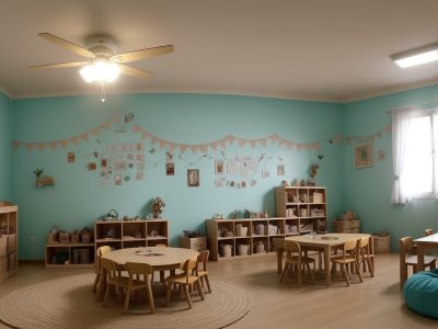 Crianças ouvindo histórias em uma sala de aula, com recursos visuais e fantoches, demonstrando os benefícios da contação de histórias na educação infantil para o aprendizado e a imaginação.