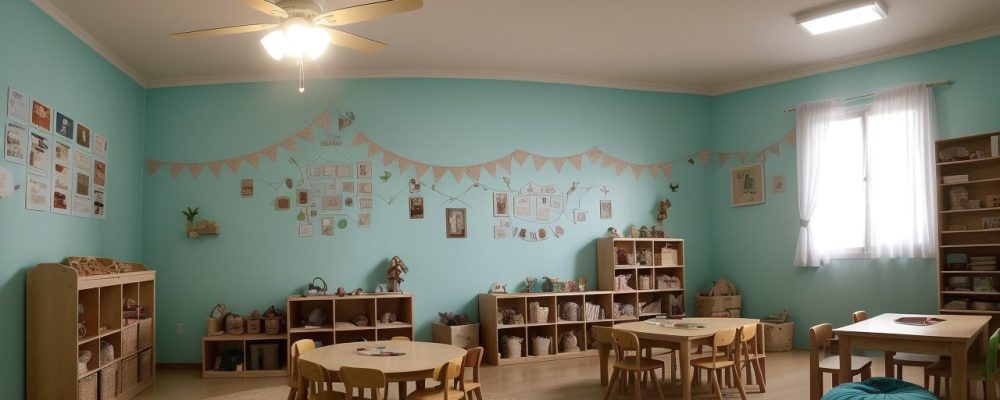 Crianças ouvindo histórias em uma sala de aula, com recursos visuais e fantoches, demonstrando os benefícios da contação de histórias na educação infantil para o aprendizado e a imaginação.