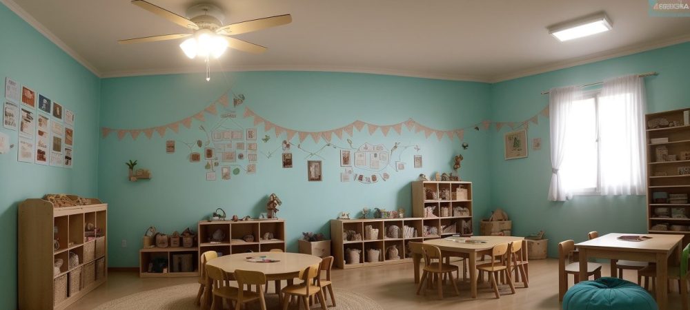 Crianças ouvindo histórias em uma sala de aula, com recursos visuais e fantoches, demonstrando os benefícios da contação de histórias na educação infantil para o aprendizado e a imaginação.