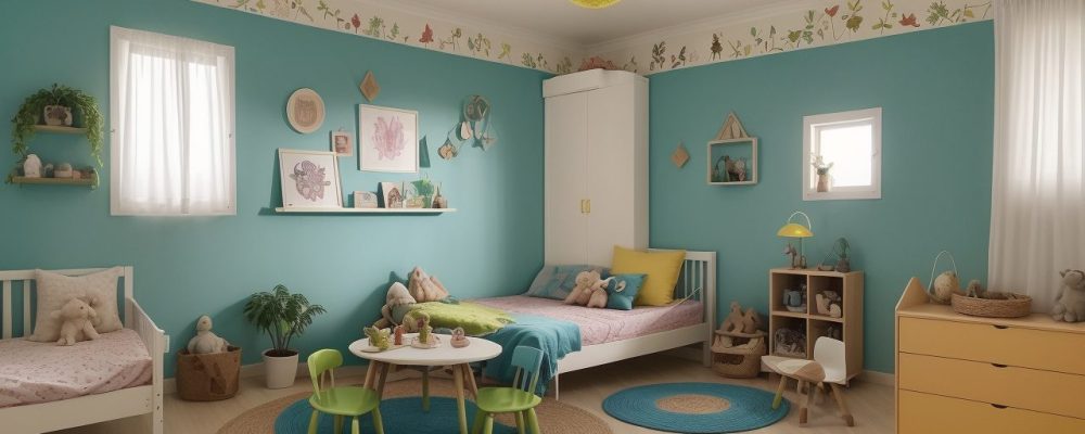 Crianças em sala de aula ouvindo contação de histórias, com fantoches e elementos visuais para aprendizado.