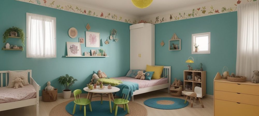 Crianças em sala de aula ouvindo contação de histórias, com fantoches e elementos visuais para aprendizado.