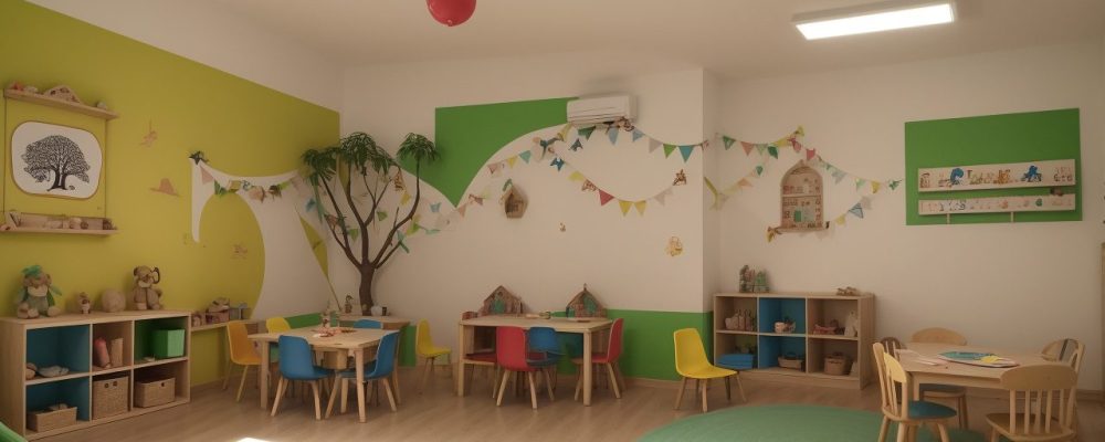 Crianças ouvindo uma história com fantoches em um ambiente acolhedor, representando a contação de histórias na educação infantil.