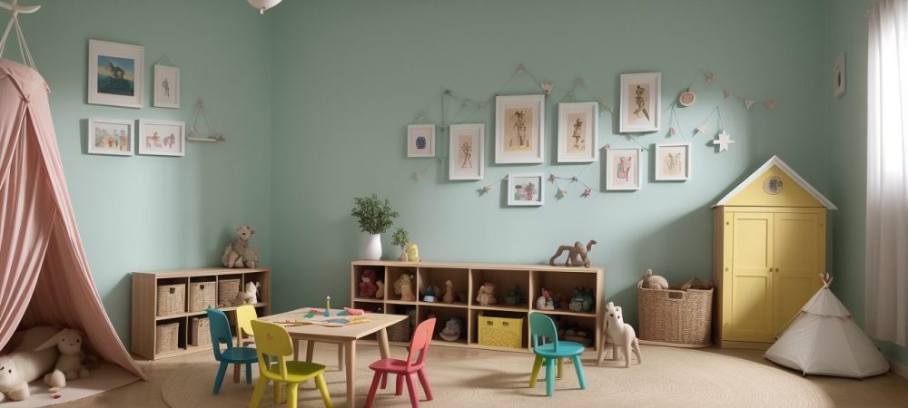 Crianças ouvindo e interagindo com um contador de histórias em uma sala de aula vibrante, promovendo a contação de histórias na educação infantil.