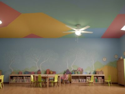 Crianças e educadora em sala de aula, utilizando técnicas de contação de histórias para um aprendizado divertido e envolvente.