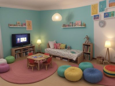 Crianças ouvindo a contação de histórias em sala de aula, com livros e fantoches, estimulando a imaginação e aprendizado.