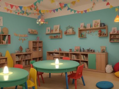 Crianças reunidas ouvindo contação de histórias em sala de aula, com foco na imaginação e aprendizado