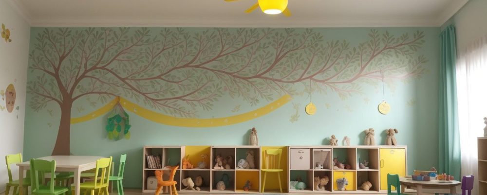 Crianças e educadora em sala de aula usando storytelling e livros infantis, promovendo a criatividade e o aprendizado