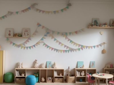 Crianças em uma sala de aula, ouvindo atentamente a contação de histórias na educação infantil, com livros e elementos visuais