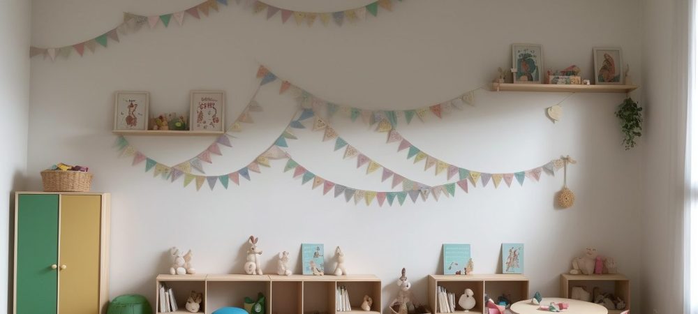 Crianças em uma sala de aula, ouvindo atentamente a contação de histórias na educação infantil, com livros e elementos visuais