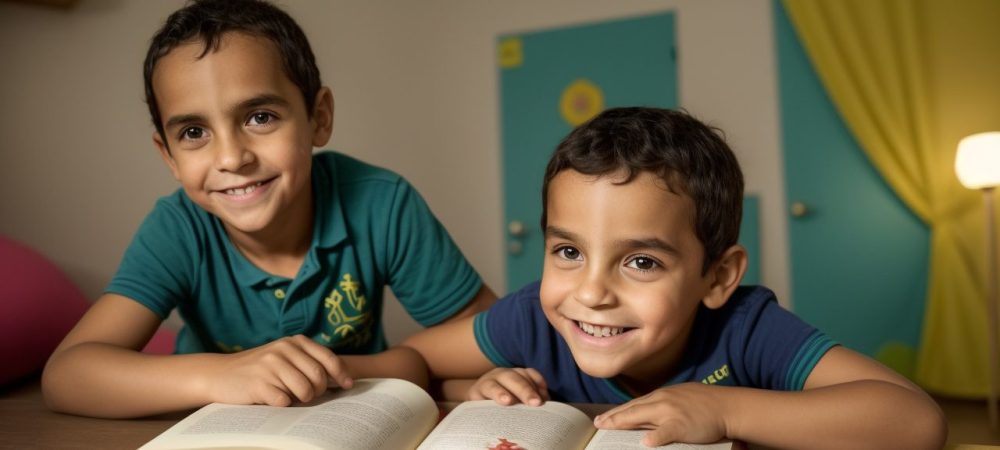 Um contador de histórias envolvente, usando fantoches e livros ilustrados para cativar crianças em um ambiente acolhedor.