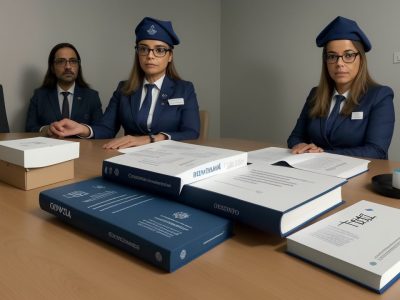 Ilustração mostrando o processo de convalidação de atos administrativos, com documentos, legislação e um gráfico representando o fluxo.