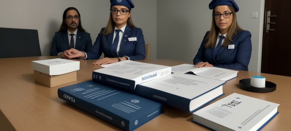 Ilustração mostrando o processo de convalidação de atos administrativos, com documentos, legislação e um gráfico representando o fluxo.