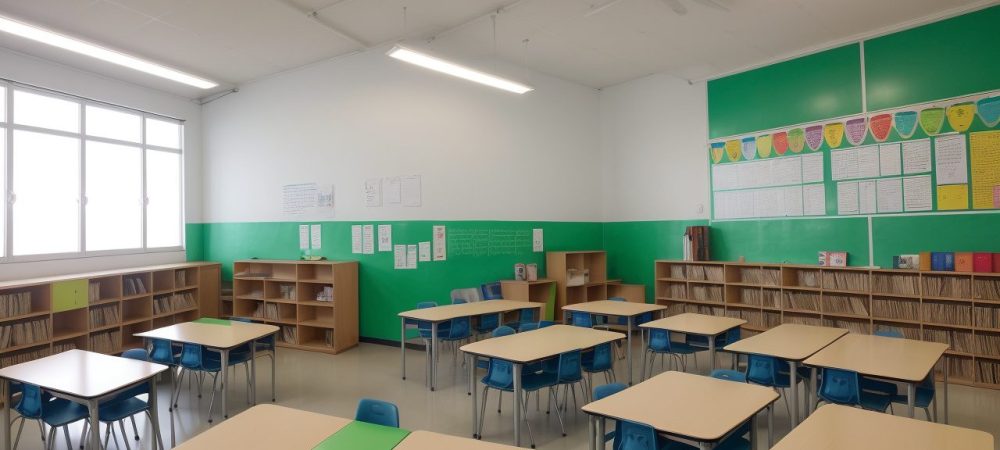 Imagem ilustrando um coordenador pedagógico atuando em uma escola, interagindo com professores e alunos, com foco em coordenação e orientação escolar.