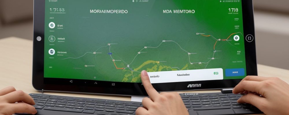 Representação visual de um corretor de imóveis interagindo com clientes, mostrando o mercado imobiliário e um curso de corretor de imóveis online