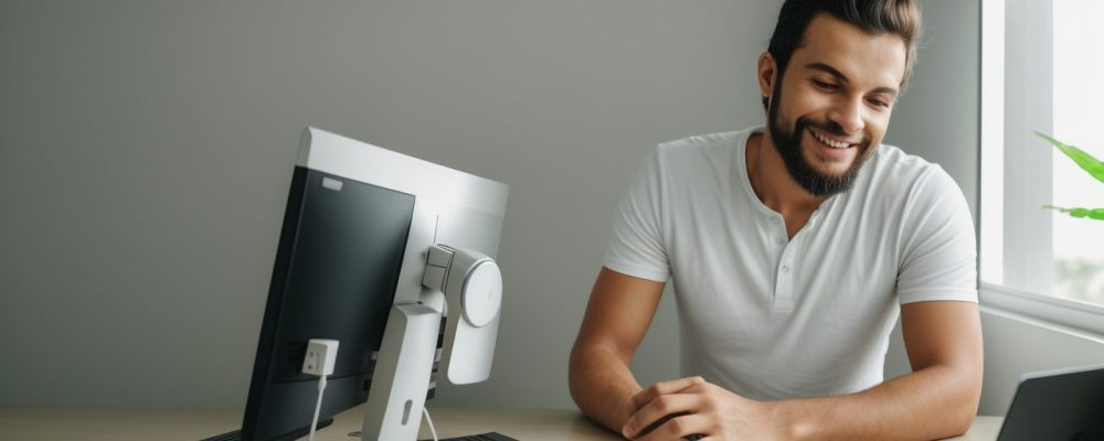 Imagem de um corretor de seguros online, mostrando um ambiente de trabalho moderno e dinâmico, com foco em oportunidades e conhecimento.