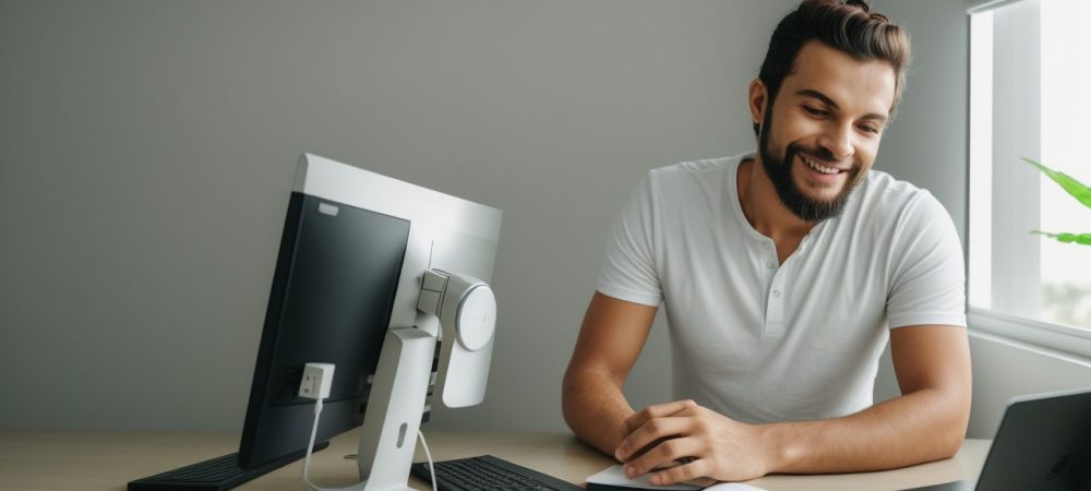 Corretor de Seguros: Oportunidades e Conhecimento em Foco Imagem de um corretor de seguros online, mostrando um ambiente de trabalho moderno e dinâmico, com foco em oportunidades e conhecimento.