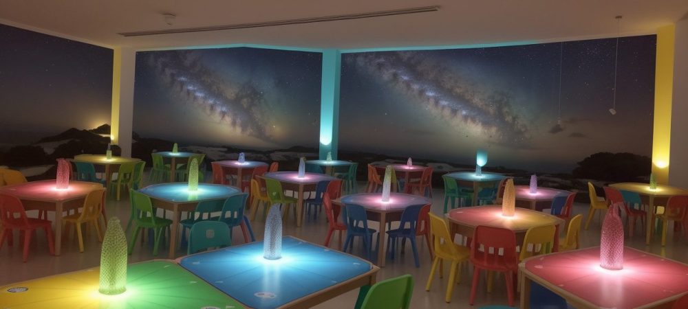 Crianças felizes participando de jogos educativos, aprendendo e se divertindo juntas, recreação infantil e desenvolvimento infantil.